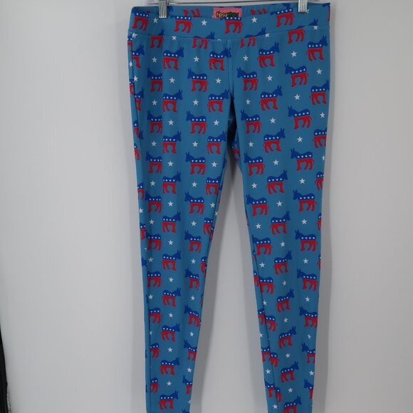 Tipsy Elves Democrat Donkey Leggings Size Large - Picture 1 of 7